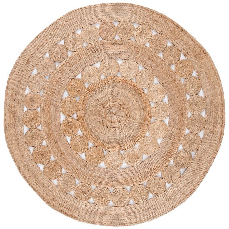 SAFAVIEH Natural Fiber Beige 10 ft. x 10 ft. Border Solid Color Round Area Rug NFB250A-10R