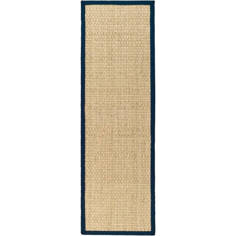 SAFAVIEH Natural Fiber Beige/Blue 3 ft. x 8 ft. Border Runner Rug NF114E-28