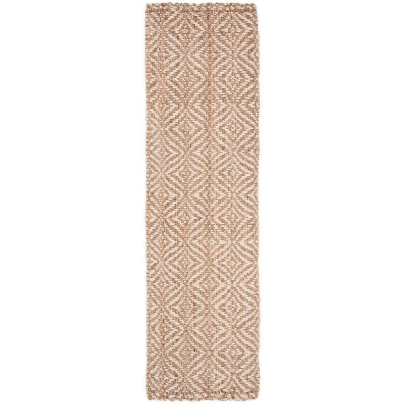 SAFAVIEH Natural Fiber Beige/Ivory 3 ft. x 6 ft. Geometric Runner Rug NF185A-26