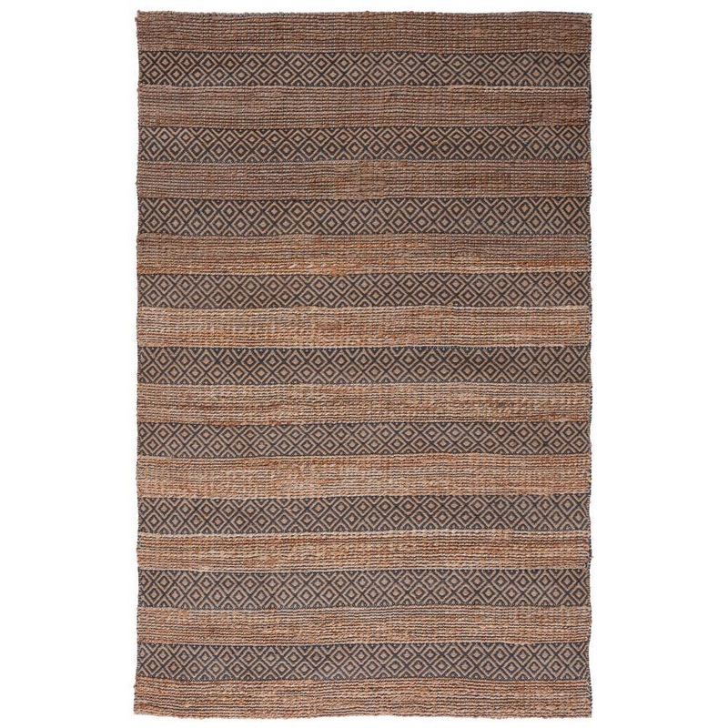 SAFAVIEH Natural Fiber Charcoal/Beige 5 ft. x 8 ft. Striped Woven Area Rug NFB653H-5