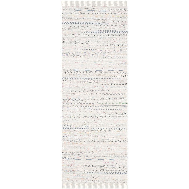 SAFAVIEH Rag Rug Ivory/Multi 2 ft. x 9 ft. Striped Runner Rug RAR121G-29