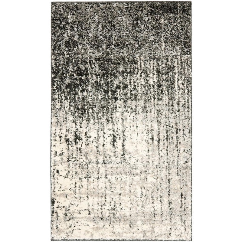 SAFAVIEH Retro Black/Light Gray Doormat 3 ft. x 5 ft. Solid Area Rug RET2770-9079-3