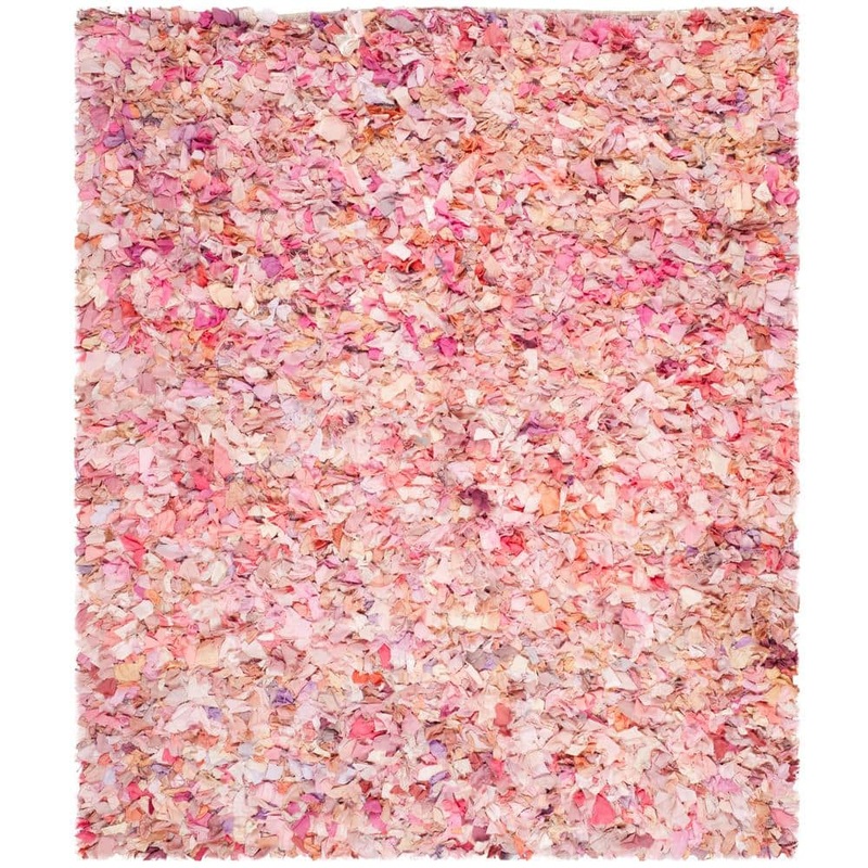SAFAVIEH Rio Shag Ivory/Pink 6 ft. x 9 ft. Solid Area Rug SG951P-6