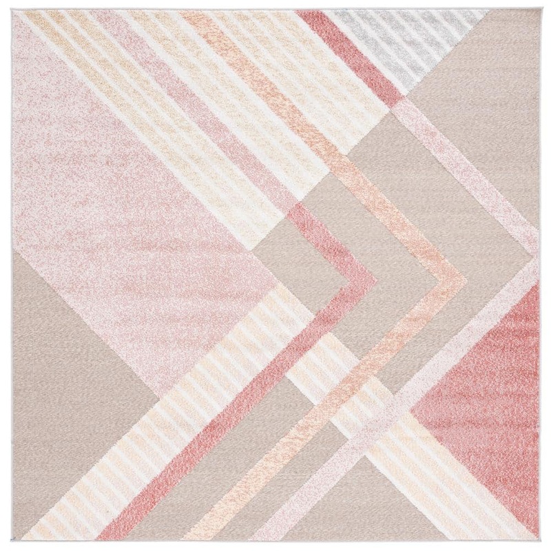 SAFAVIEH Sarasota Pink/Brown 7 ft. x 7 ft. Trellis Square Area Rug SAR102U-7SQ