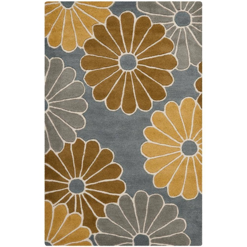 SAFAVIEH Soho Gray/Yellow Doormat 3 ft. x 4 ft. Floral Area Rug SOH705A-24