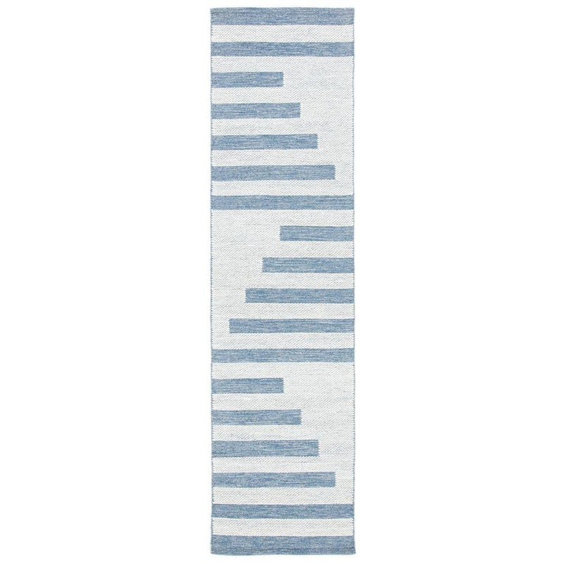 SAFAVIEH Striped Kilim Ivory Blue 2 ft. X 9 ft. Striped Runner Rug STK504A-29
