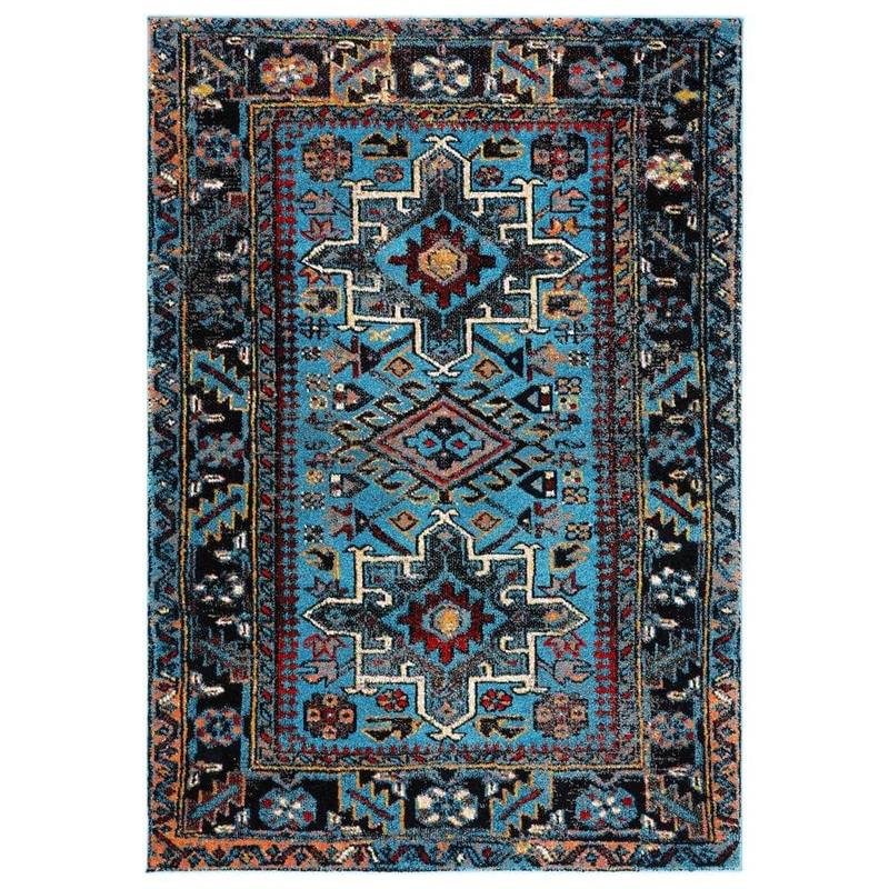 SAFAVIEH Vintage Hamadan Light Blue/Black 5 ft. x 8 ft. Floral Border Area Rug VTH211M-5