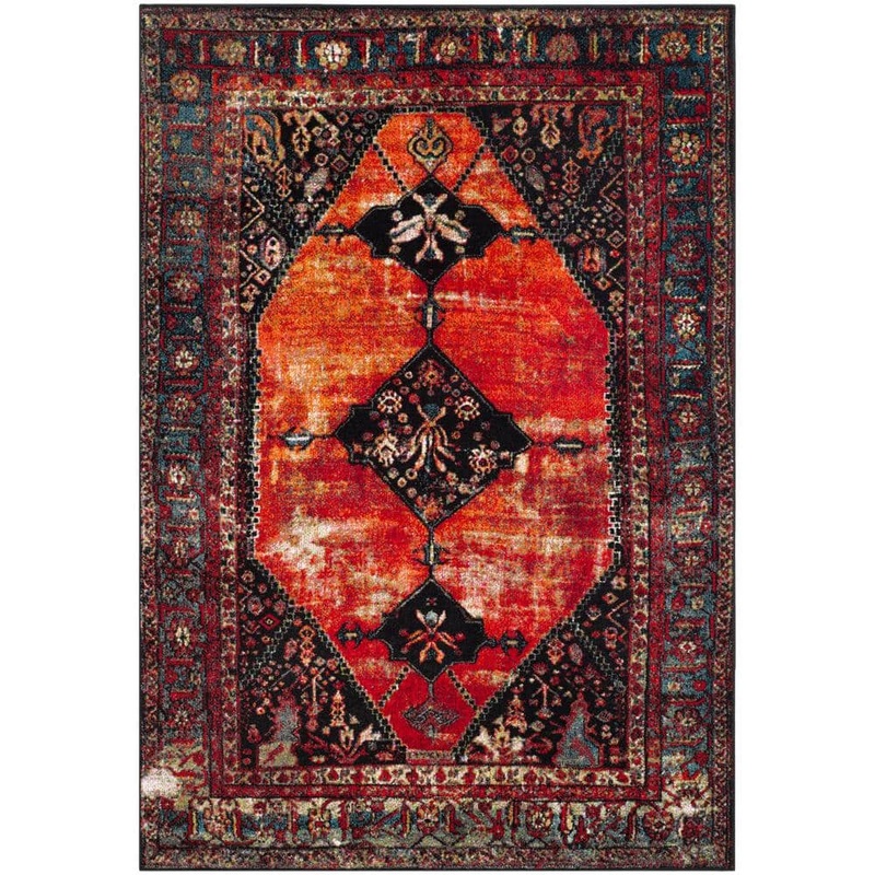SAFAVIEH Vintage Hamadan Orange/Multi 7 ft. x 9 ft. Border Area Rug VTH217B-6
