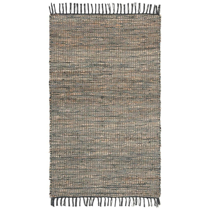 SAFAVIEH Vintage Leather Gray Doormat 2 ft. x 3 ft. Solid Speckled Gradient Area Rug VTL203F-2