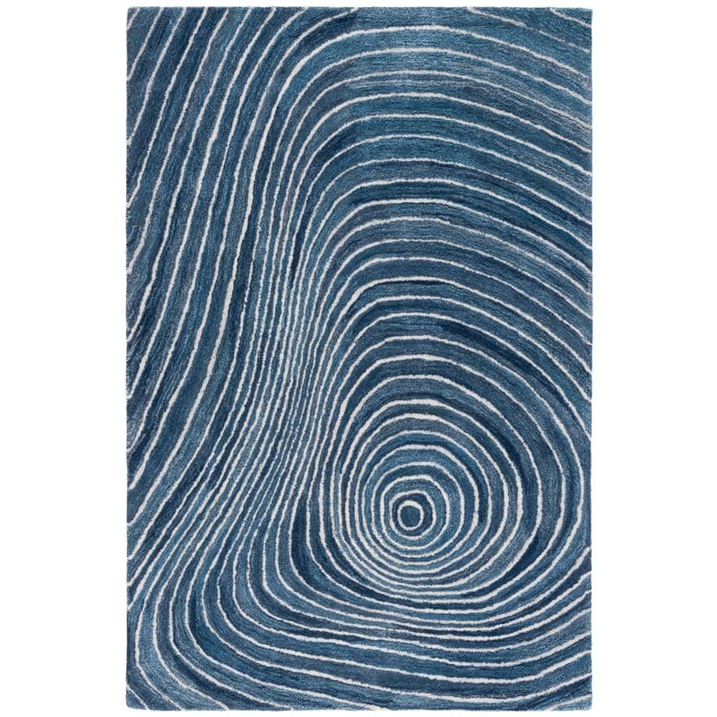 SAFAVIEH Abstract Blue/Ivory 3 ft. x 5 ft. Abstract Concentric Area Rug ABT154M-3