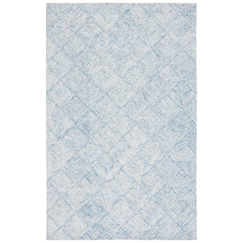 SAFAVIEH Abstract Blue/Ivory 8 ft. x 10 ft. Marle Diamond Chevron Area Rug ABT428M-8