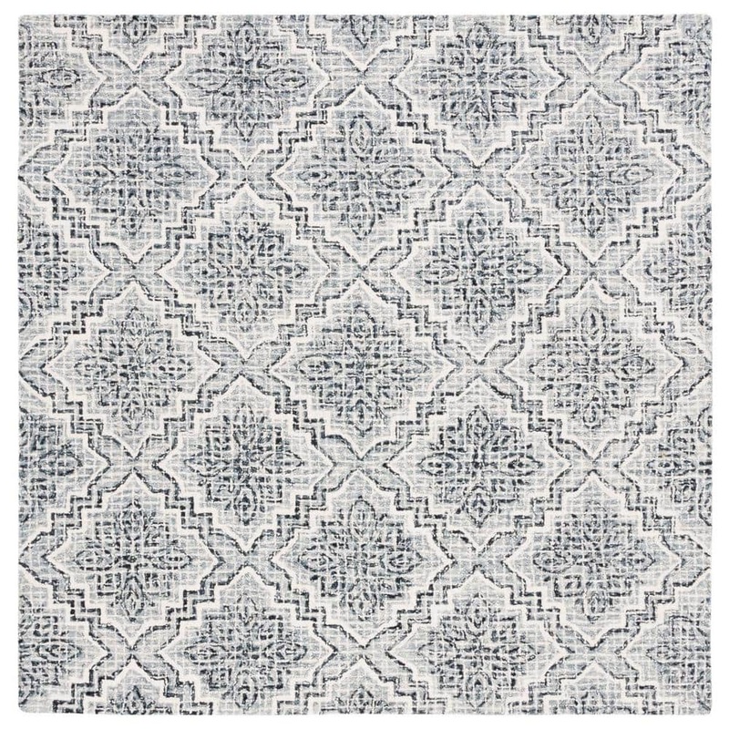 SAFAVIEH Abstract Dark Blue/Gray 6 ft. x 6 ft. Diamond Floral Square Area Rug ABT201M-6SQ