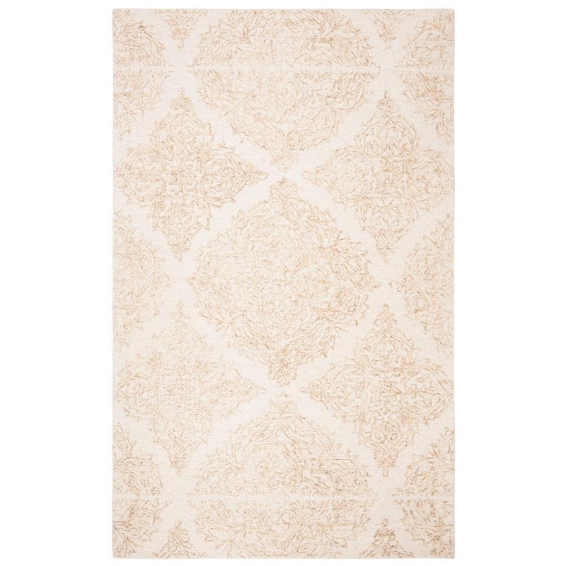 SAFAVIEH Abstract Ivory/Beige Doormat 3 ft. x 5 ft. Floral Damask Area Rug ABT346B-3