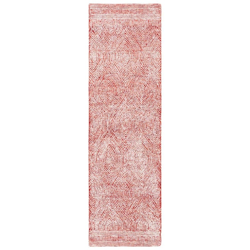 SAFAVIEH Abstract Ivory/Red 2 ft. x 8 ft. Geometric Runner Rug ABT340Q-28