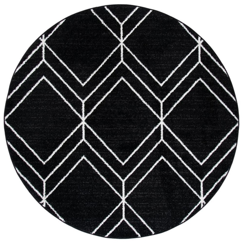 SAFAVIEH Adirondack Black/Ivory 6 ft. x 6 ft. Diamond Round Area Rug ADR241Z-6R