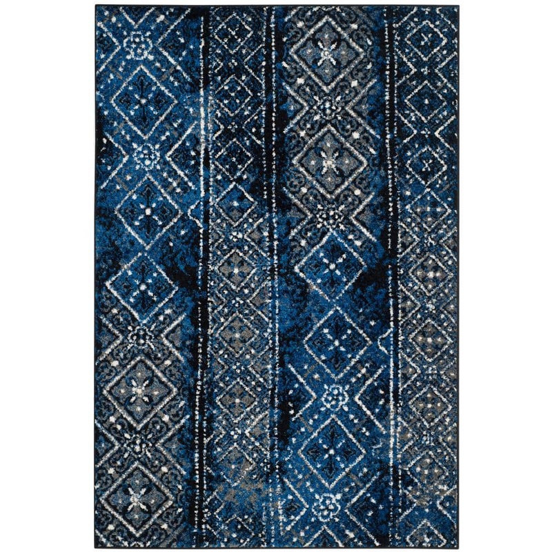 SAFAVIEH Adirondack Blue/Black 4 ft. x 6 ft. Border Area Rug ADR111A-4