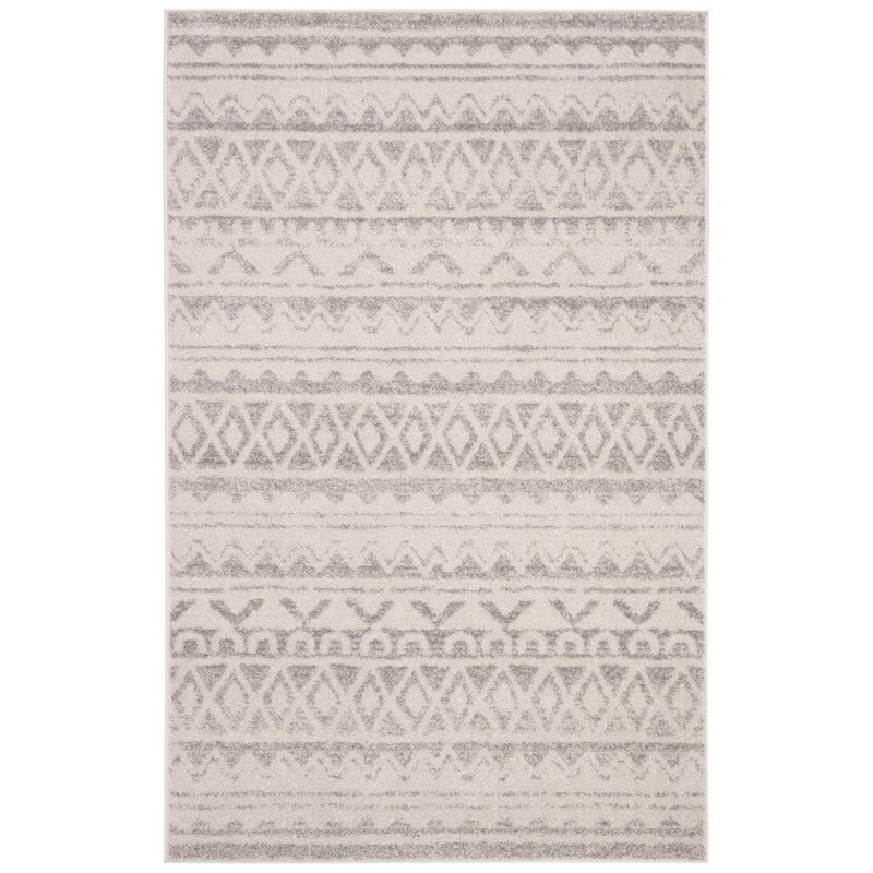 SAFAVIEH Adirondack Ivory/Gray Doormat 3 ft. x 5 ft. Geometric Striped Area Rug ADR119B-3