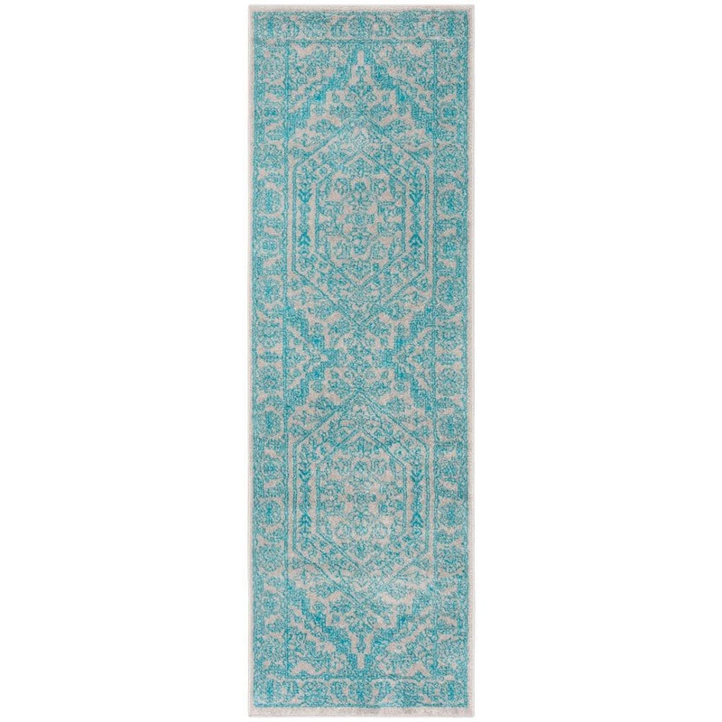 SAFAVIEH Adirondack Light Gray/Teal 3 ft. x 8 ft. Border Runner Rug ADR108L-28