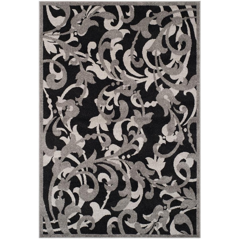 SAFAVIEH Amherst Anthracite/Light Gray 5 ft. x 8 ft. Border Area Rug AMT428G-5