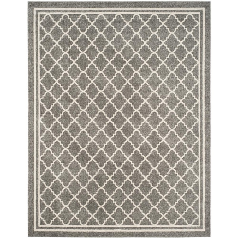 SAFAVIEH Amherst Dark Gray/Beige 10 ft. x 14 ft. Border Multi-Trellis Area Rug AMT422R-10