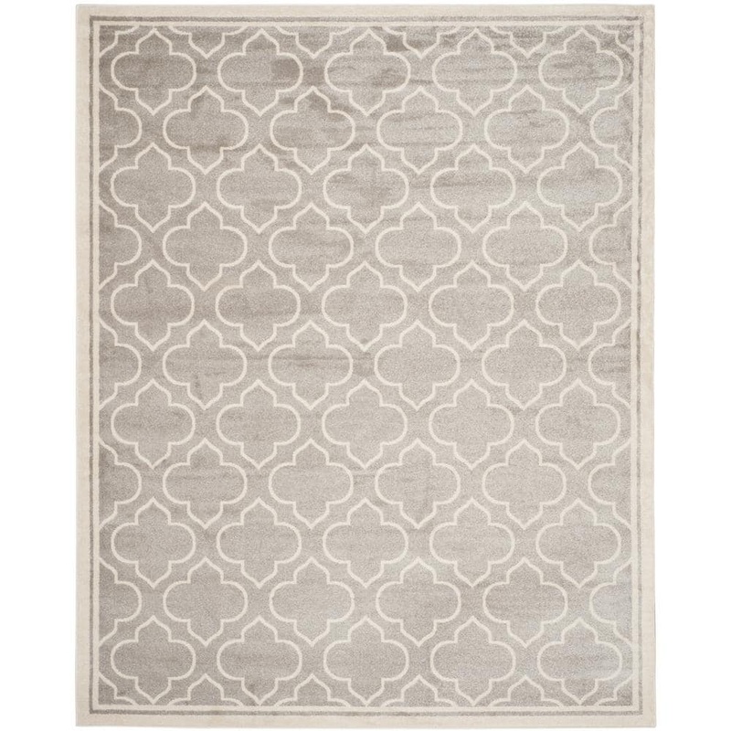 SAFAVIEH Amherst Light Gray/Ivory 8 ft. x 10 ft. Geometric Quatrefoil Area Rug AMT412B-8