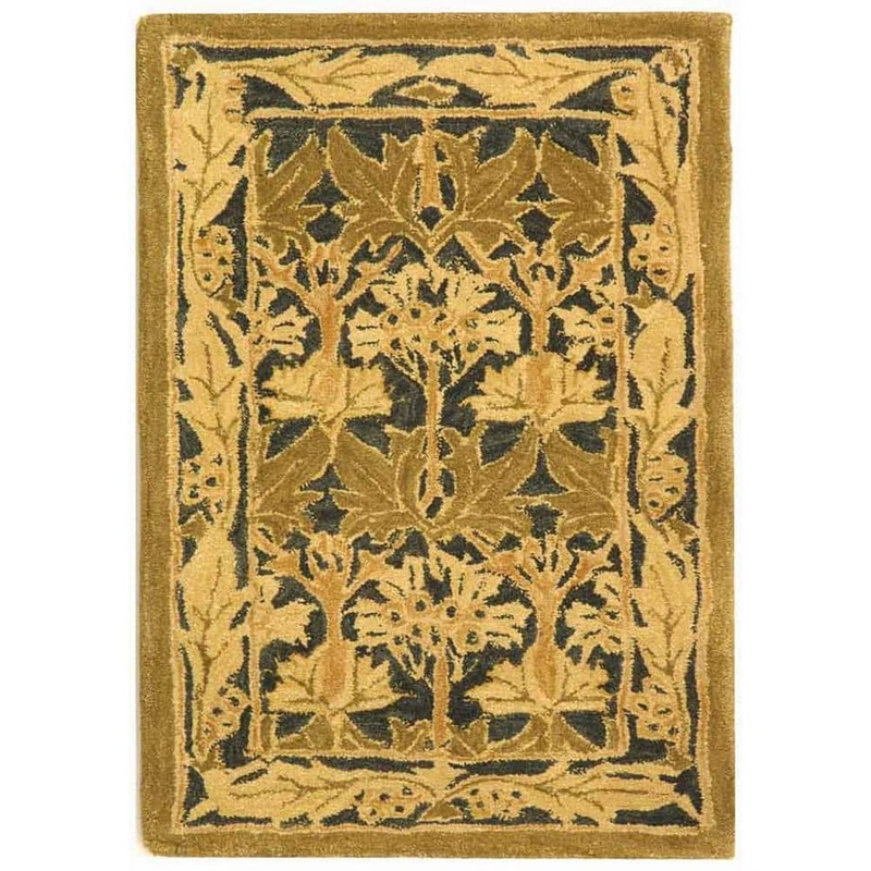 SAFAVIEH Anatolia Navy/Sage Doormat 2 ft. x 3 ft. Border Area Rug AN541A-2