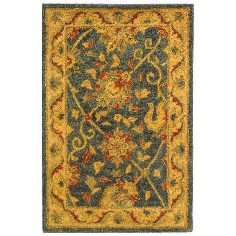 SAFAVIEH Antiquity Blue Doormat 2 ft. x 3 ft. Border Speckled Area Rug AT21E-2