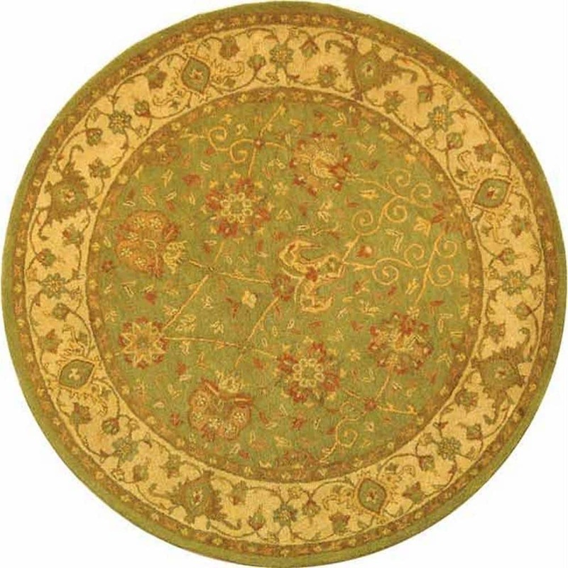 SAFAVIEH Antiquity Sage 4 ft. x 4 ft. Round Border Area Rug AT21D-4R