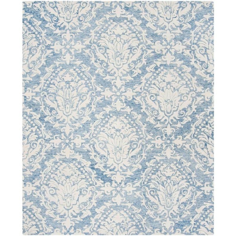 SAFAVIEH Blossom Blue/Ivory 9 ft. x 12 ft. Geometric Diamond Floral Area Rug BLM107B-9