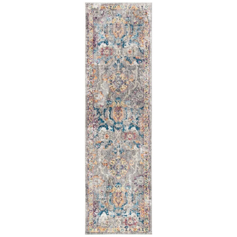SAFAVIEH Bristol Gray/Blue 2 ft. x 10 ft. Border Runner Rug BTL347A-210