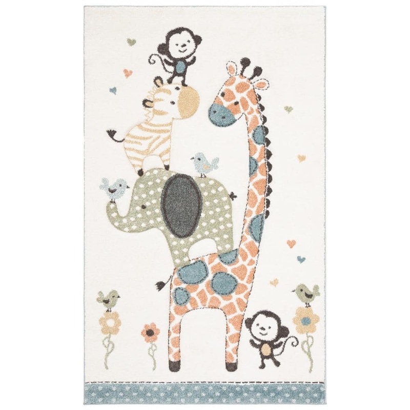 SAFAVIEH Carousel Kids Ivory 2 ft. x 6 ft. Animal Print Runner Rug CRK120A-26