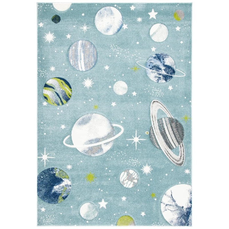 SAFAVIEH Carousel Kids Teal/Ivory 5 ft. x 8 ft. Galaxy Area Rug CRK103J-5
