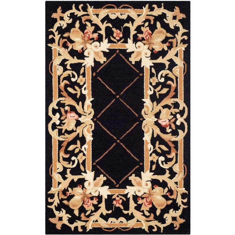 SAFAVIEH Chelsea Black 3 ft. x 4 ft. Solid Border Diamonds Area Rug HK333B-24