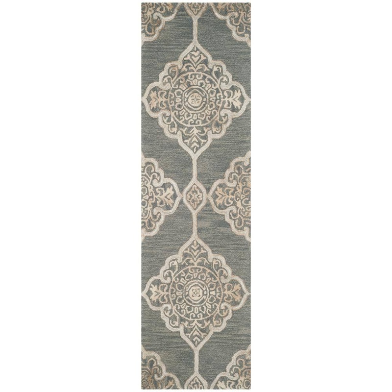 SAFAVIEH Dip Dye Slate/Beige 2 ft. x 10 ft. Medallion Runner Rug DDY510B-210
