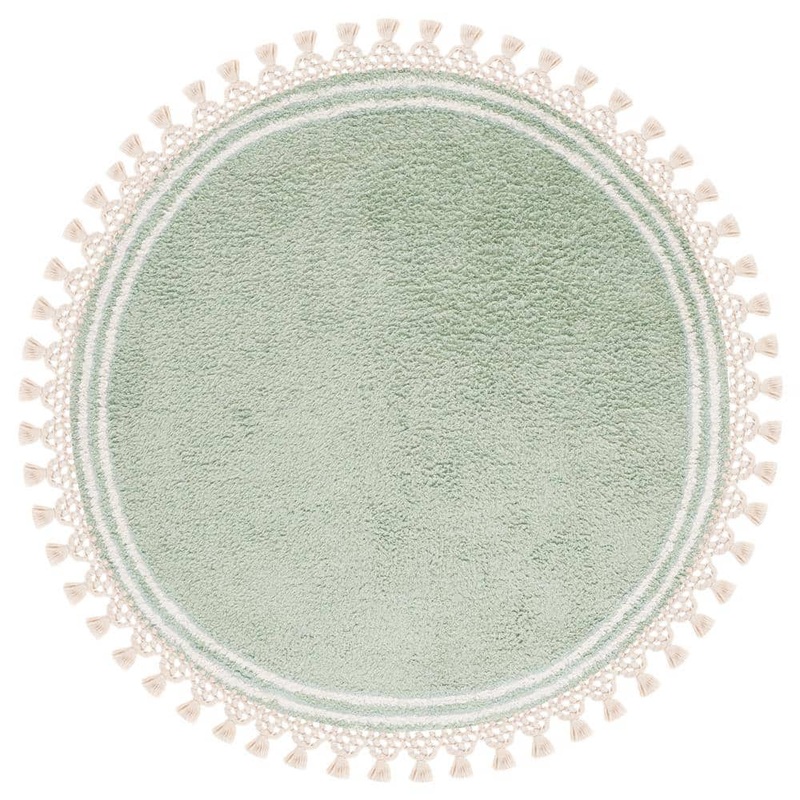 SAFAVIEH Easy Care Teal/Ivory Doormat 3 ft. x 3 ft. Machine Washable Border Solid Color Round Area Rug ECR201J-3R