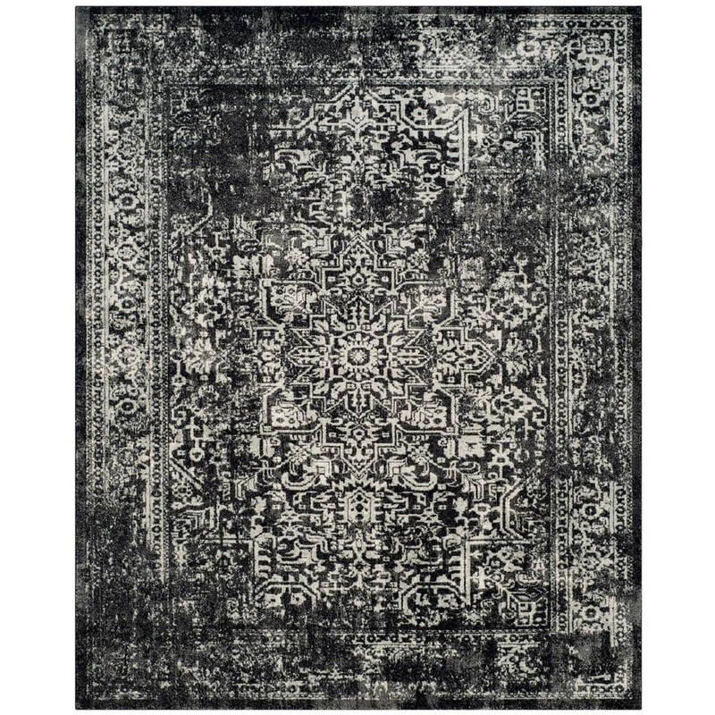 SAFAVIEH Evoke Black/Gray 11 ft. x 15 ft. Distressed Border Medallion Area Rug EVK256R-1115