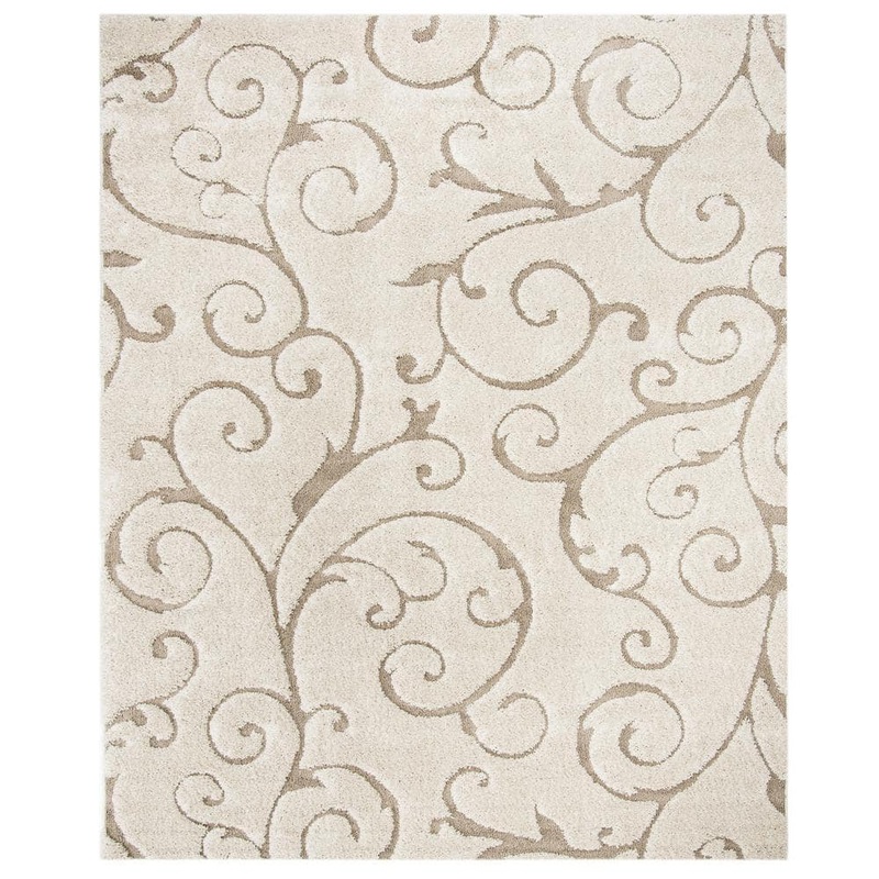 SAFAVIEH Florida Shag Cream/Beige 11 ft. x 15 ft. High-Low Floral Area Rug SG455-1113-1115