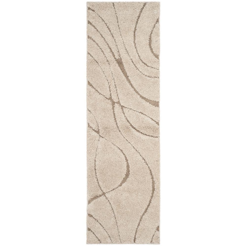 SAFAVIEH Florida Shag Cream/Beige 2 ft. x 7 ft. Solid Runner Rug SG471-1113-27