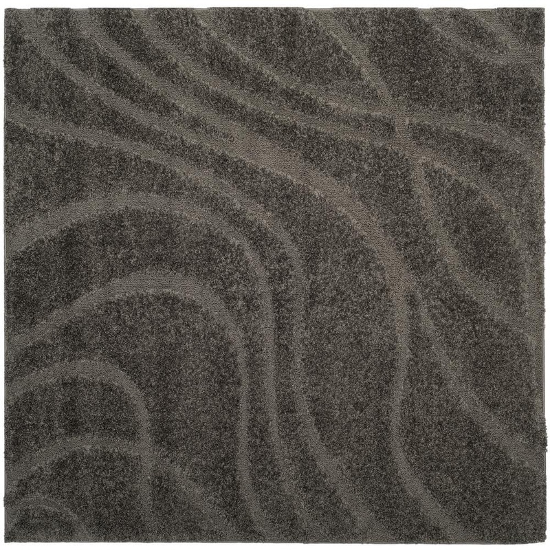 SAFAVIEH Florida Shag Gray 5 ft. x 5 ft. Square Solid Area Rug SG471-8080-5SQ