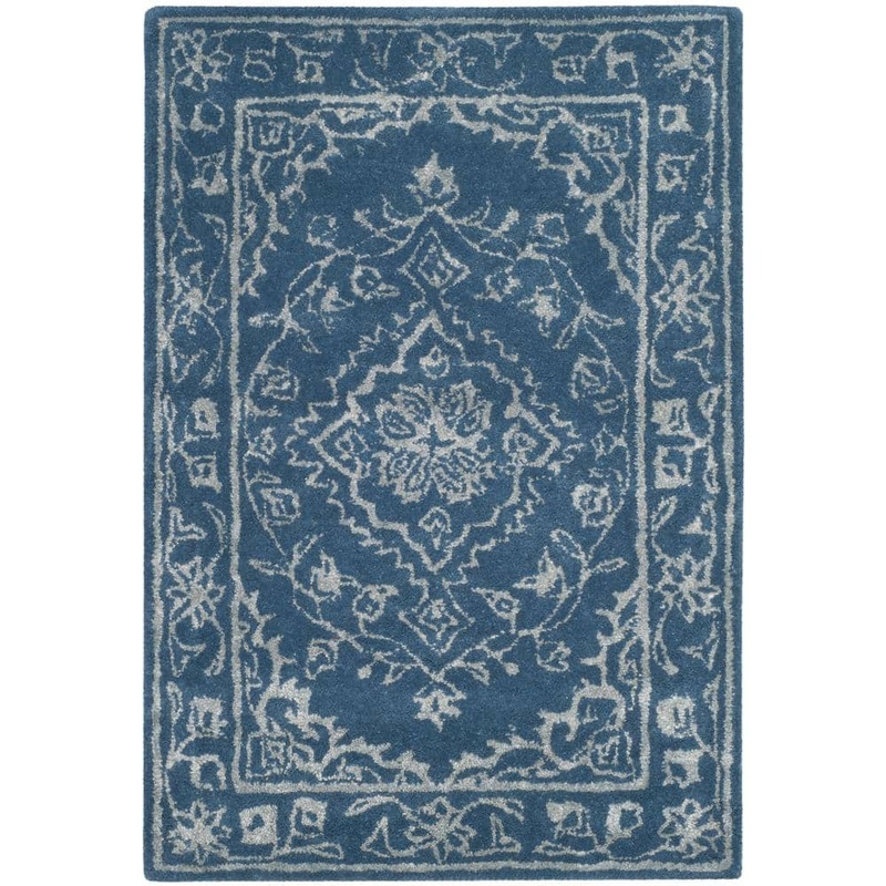 SAFAVIEH Glamour Blue Doormat 3 ft. x 5 ft. Border Area Rug GLM533B-3