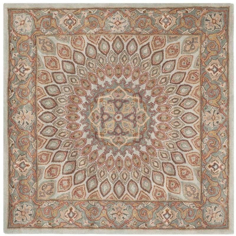 SAFAVIEH Heritage Blue/Grey 10 ft. x 10 ft. Square Border Area Rug HG914B-10SQ