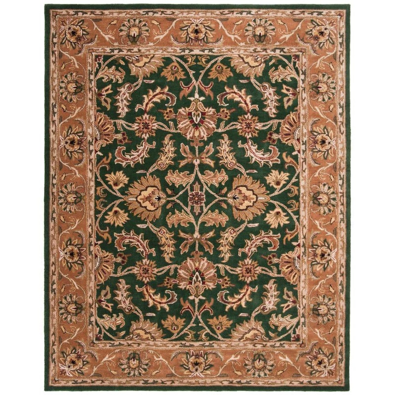 SAFAVIEH Heritage Dark Green/Gold 10 ft. x 14 ft. Antique Border Floral Area Rug HG628A-10