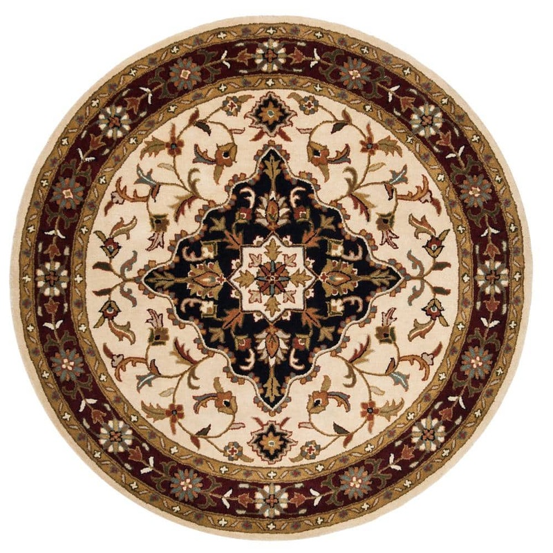 SAFAVIEH Heritage Ivory/Red 6 ft. x 6 ft. Round Border Medallion Area Rug HG760A-6R