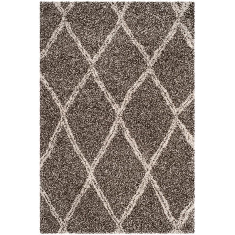 SAFAVIEH Hudson Shag Gray/Ivory 5 ft. x 8 ft. Geometric Area Rug SGH329B-5