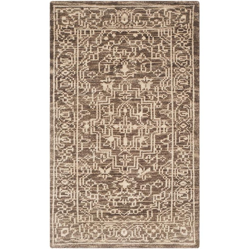 SAFAVIEH Kenya Brown/Beige Doormat 3 ft. x 5 ft. Geometric Area Rug KNY682A-3