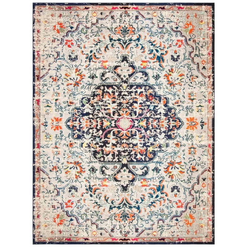 SAFAVIEH Madison Beige/Black 9 ft. x 12 ft. Border Area Rug MAD447B-9