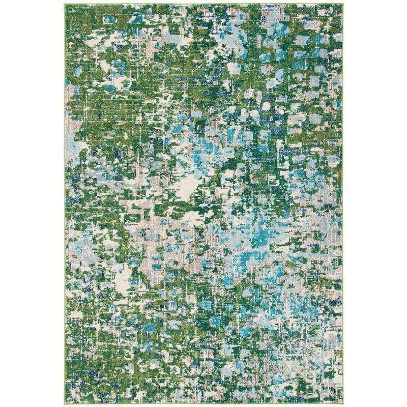 SAFAVIEH Madison Green/Turquoise 6 ft. x 9 ft. Abstract Area Rug MAD425Y-6