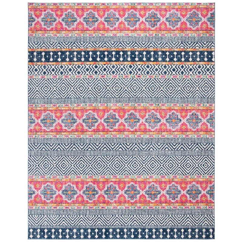 SAFAVIEH Madison Navy/Ivory 8 ft. x 10 ft. Geometric Area Rug MAD797N-8