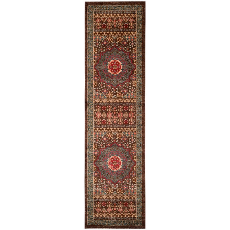 SAFAVIEH Mahal Navy/Red 2 ft. x 8 ft. Antique Border Runner Rug MAH620C-28