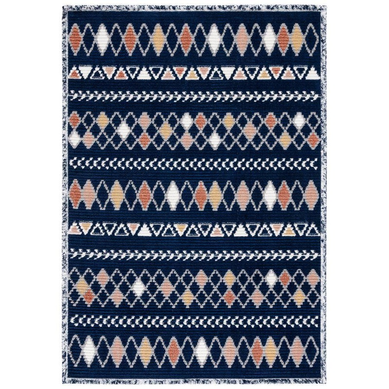 SAFAVIEH Marrakesh Navy/Multi 4 ft. x 6 ft. Geometric Striped Area Rug MRK610N-4